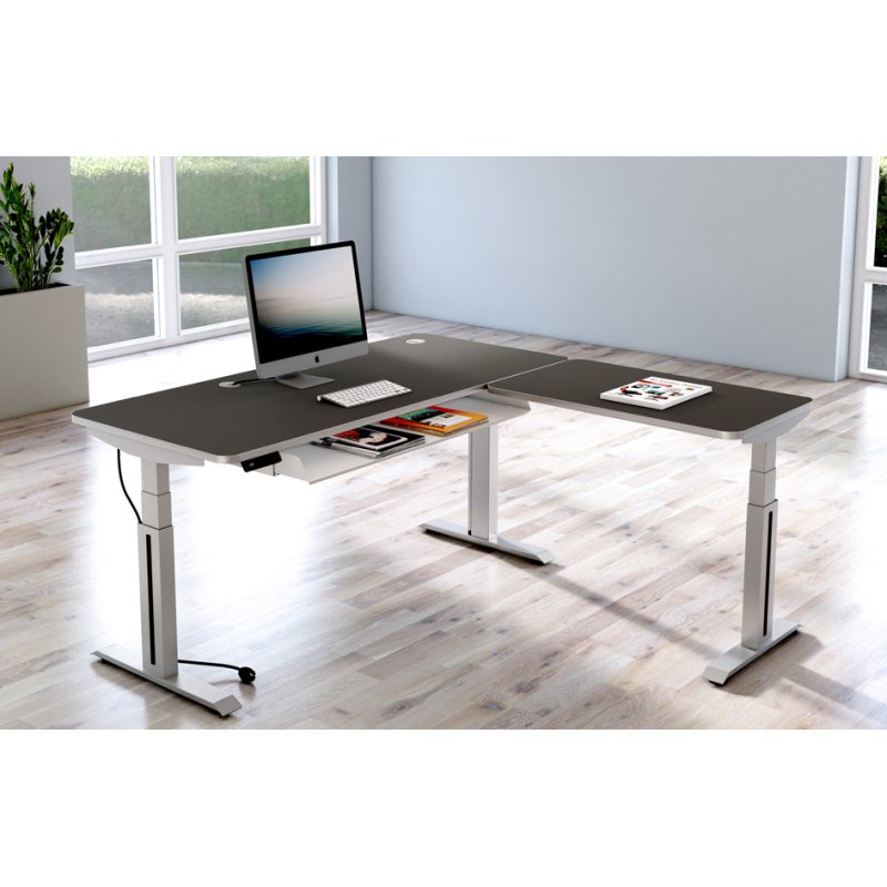 Kerkmann bureau assis-debout Move Professional, hauteur réglable, gris clair, 180×80 cm